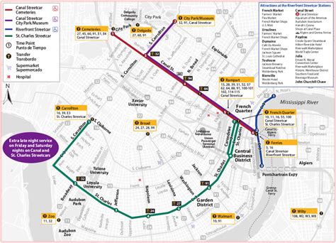 This map from the New Orleans Regional Transit Authority shows the streetcar routes through the city. Most public transit systems note the direction of where …